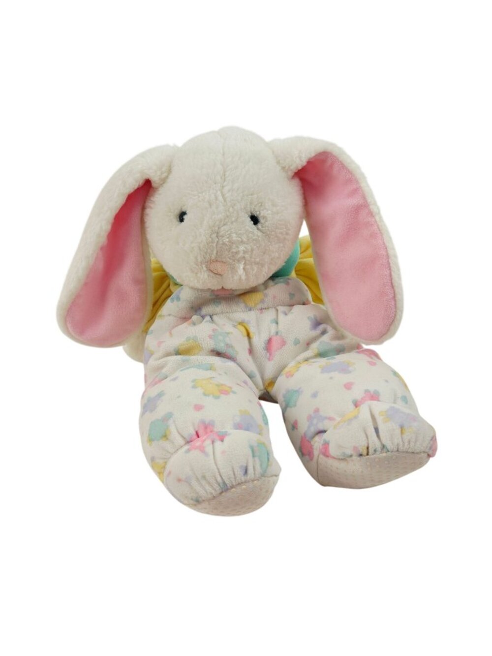 Eden Toys Bunny Rabbit Plush White Pastel Overalls Stuffed Toy Easter Vintage